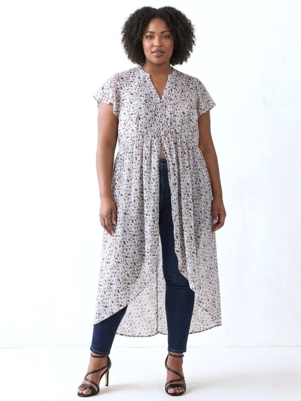 TORRID Floral Short-Sleeve Chiffon Tunic Top/Dress. Plus Size 5